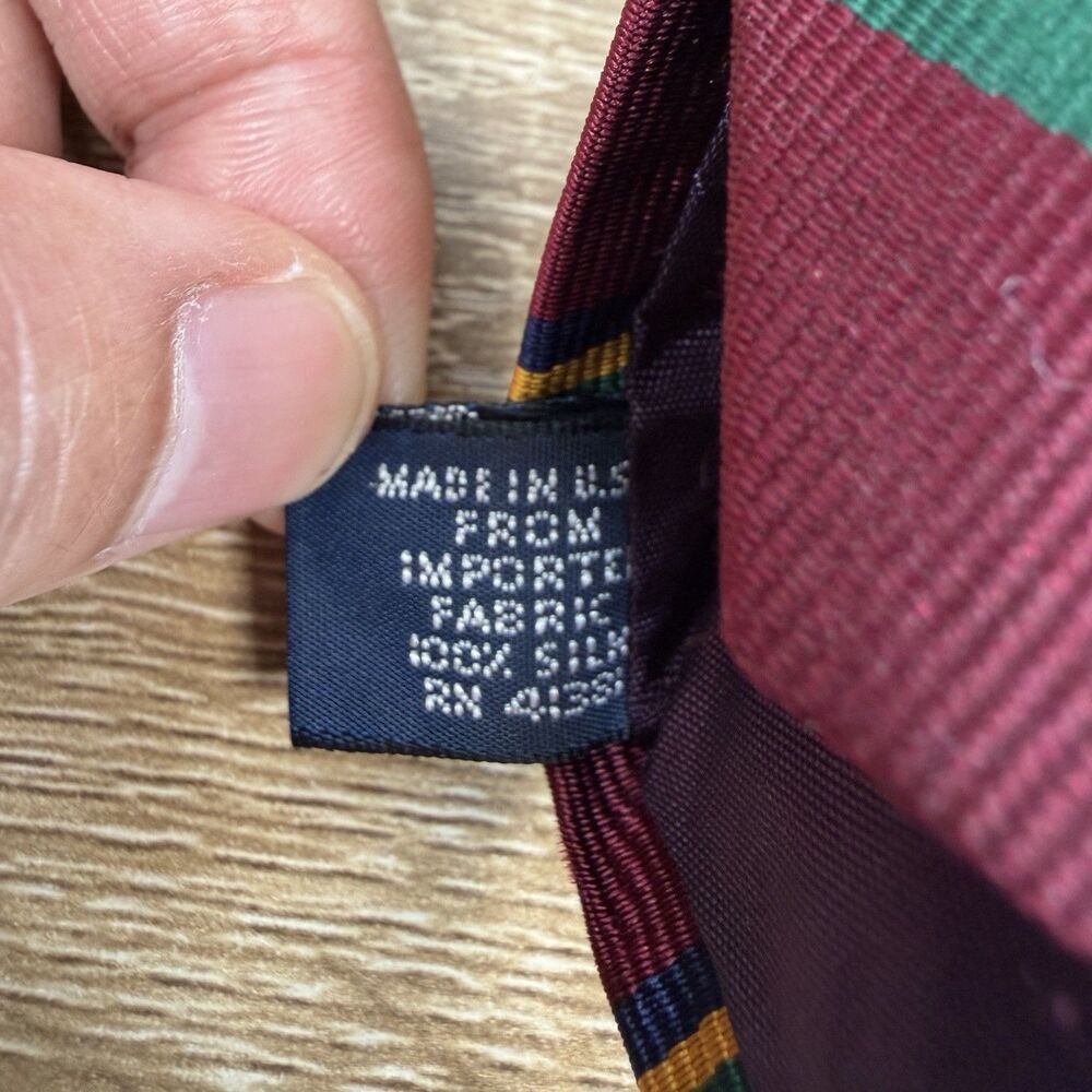 Polo Ralph Lauren Dark Red Repp Stripe Silk Tie Handmade USA Made 57" L | 4" W - Picture 10 of 16